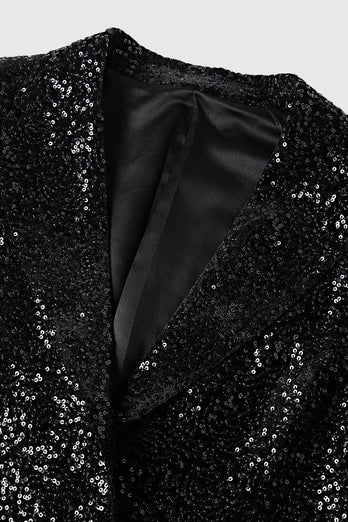 Sparkly Sequins Black Long Sleeves Blazer