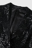 Sparkly Sequins Black Long Sleeves Blazer