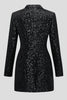 Load image into Gallery viewer, Sparkly Sequins Black Long Sleeves Blazer