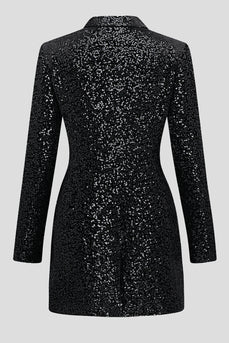 Sparkly Sequins Black Long Sleeves Blazer