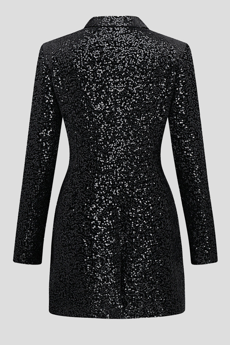 Load image into Gallery viewer, Sparkly Sequins Black Long Sleeves Blazer