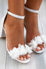 Load image into Gallery viewer, White Open Toe Bridal Shoes with Applique