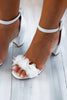 Load image into Gallery viewer, White Open Toe Bridal Shoes with Applique