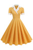 Load image into Gallery viewer, Blue A Line V-Neck 1950s Dress With Short Sleeves