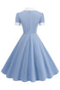 Load image into Gallery viewer, Blue A Line V-Neck 1950s Dress With Short Sleeves