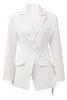 Load image into Gallery viewer, White Long Sleeves Asymmetric Blazer