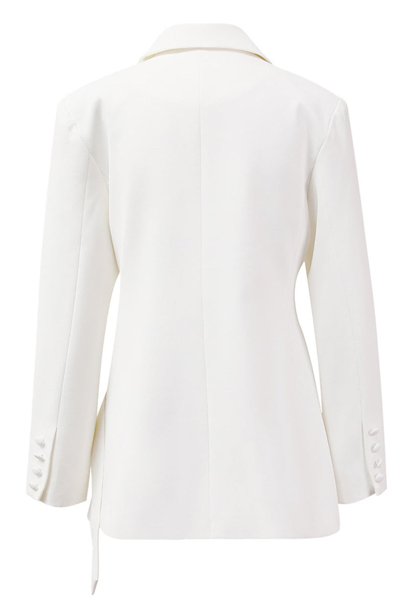 Load image into Gallery viewer, White Long Sleeves Asymmetric Blazer