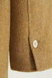 Khaki Faux Leather Wool Coat