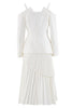 Load image into Gallery viewer, White Belted Pleated Chiffon Women Blazer