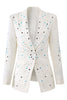 Load image into Gallery viewer, Sparkly White Peak Lapel Blazer with Beadings