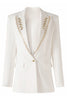 Load image into Gallery viewer, White Beaded Peak Lapel Women Blazer