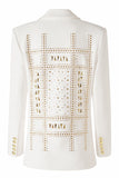White Beaded Peak Lapel Women Blazer