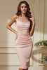 Load image into Gallery viewer, Pink Spaghetti Straps Ruched Bodycon Cocktail Dress