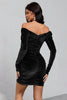 Load image into Gallery viewer, Black Velvet Long Sleeves Bodycon Cocktail Dress