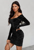 Load image into Gallery viewer, Black Velvet Long Sleeves Bodycon Cocktail Dress