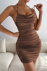 Load image into Gallery viewer, Brown Ruched Bodycon Short Party Dress