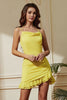 Load image into Gallery viewer, Yellow Spaghetti Straps Bodycon Short Party Dress