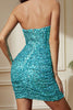 Load image into Gallery viewer, Sparkly Champagne Strapless Corset Sequined Short Party Dress