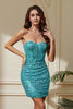 Load image into Gallery viewer, Sparkly Champagne Strapless Corset Sequined Short Party Dress