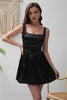 Load image into Gallery viewer, Black A-Line Satin Short Party Dress