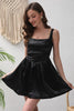 Load image into Gallery viewer, Black A-Line Satin Short Party Dress