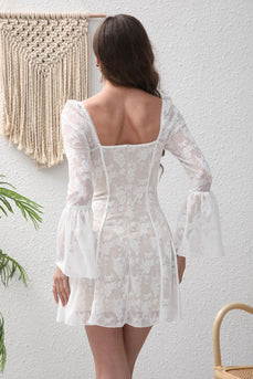 White Corset Embroidery A-Line Short Party Dress