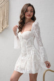 White Corset Embroidery A-Line Short Party Dress