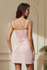 Load image into Gallery viewer, Pink Tight Spaghetti Straps Corset Short Party Dress