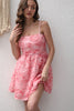 Load image into Gallery viewer, Pink Flower A-Line Spaghetti Straps Short Party Dress