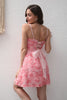 Load image into Gallery viewer, Pink Flower A-Line Spaghetti Straps Short Party Dress