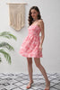 Load image into Gallery viewer, Pink Flower A-Line Spaghetti Straps Short Party Dress