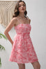 Load image into Gallery viewer, Pink Flower A-Line Spaghetti Straps Short Party Dress