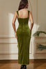 Load image into Gallery viewer, Green Mermaid Velvet Corset Long Party Dress with Laced Slit