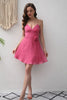 Load image into Gallery viewer, Fuchsia A-Line Spaghetti Straps Flower Short Party Dress