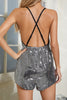 Load image into Gallery viewer, Sparkly Black Wrap Spaghetti Straps Sequins Short Party Jumpsuits