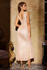 Load image into Gallery viewer, Sparkly Champagne Mermaid Sequins V Neck Long Party Dress