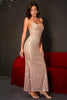 Load image into Gallery viewer, Sparkly Champagne Mermaid Spaghetti Straps Lace-Up Back Sequins Long Party Dress