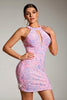 Load image into Gallery viewer, Sparkly Pink Sequins Tight Hollow Out Short Party Dress