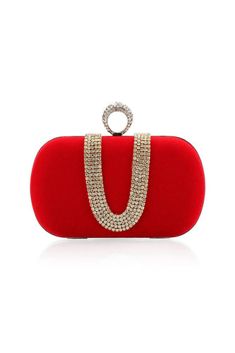 Luxury Red Handbag with Rhinestones