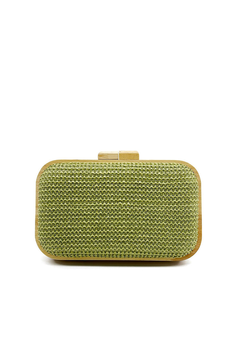 Load image into Gallery viewer, Yellow Handmade Wooden Clutch Bag