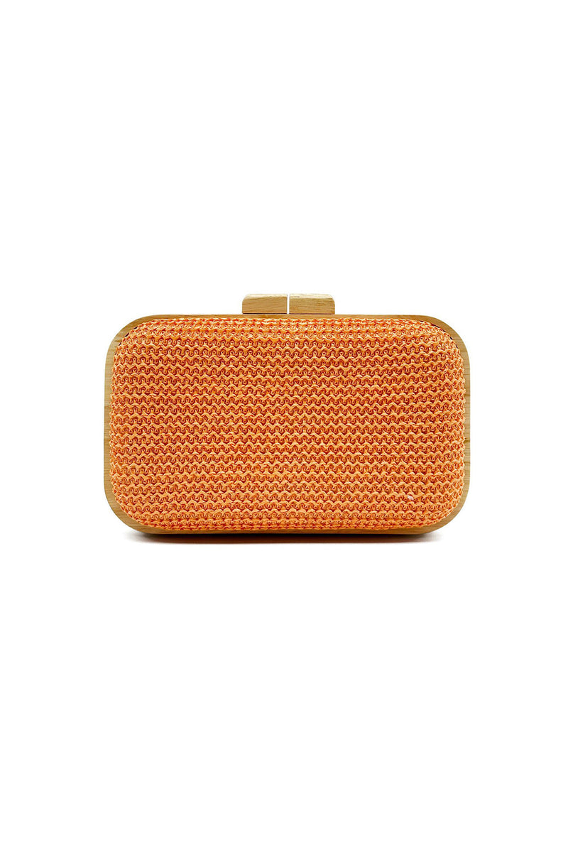 Load image into Gallery viewer, Yellow Handmade Wooden Clutch Bag