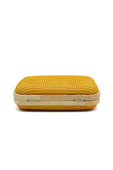 Yellow Handmade Wooden Clutch Bag