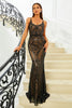 Load image into Gallery viewer, Sparkly Black Mermaid Spaghetti Straps Sequined Long Prom Dress