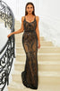 Load image into Gallery viewer, Sparkly Black Mermaid Spaghetti Straps Sequined Long Prom Dress