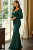 Load image into Gallery viewer, Dark Green Mermaid Long Sleeves Long Prom Dress with Slit