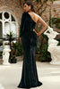 Load image into Gallery viewer, Sparkly Black Velvet Beaded One Shoulder Hollow Out Long Prom Dress