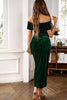 Load image into Gallery viewer, Brown Off the Shoulder Velvet Wrap Long Prom Dress