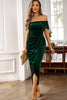 Load image into Gallery viewer, Brown Off the Shoulder Velvet Wrap Long Prom Dress