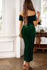 Load image into Gallery viewer, Brown Off the Shoulder Velvet Wrap Long Prom Dress