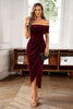 Load image into Gallery viewer, Brown Off the Shoulder Velvet Wrap Long Prom Dress